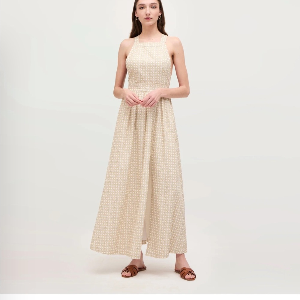 Hill House Cream Maxi Dress with Subtle Dot Print